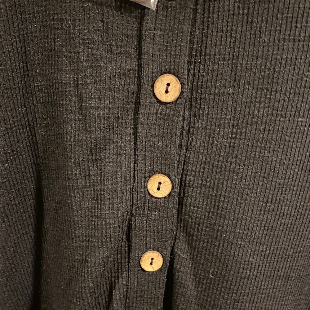 We The Free Black Long Button Cardigan with Wood-Tone Buttons - Picture 5 of 5